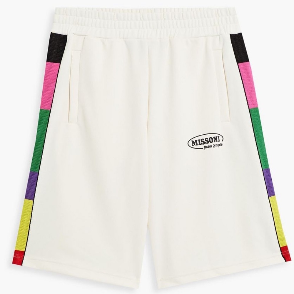 NWT Palm Angels x Missoni Collab Shorts Logo in cream / white - Picture 1 of 14